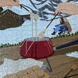 JIGGY 500 Piece Fondue Winter Scene Puzzle Club